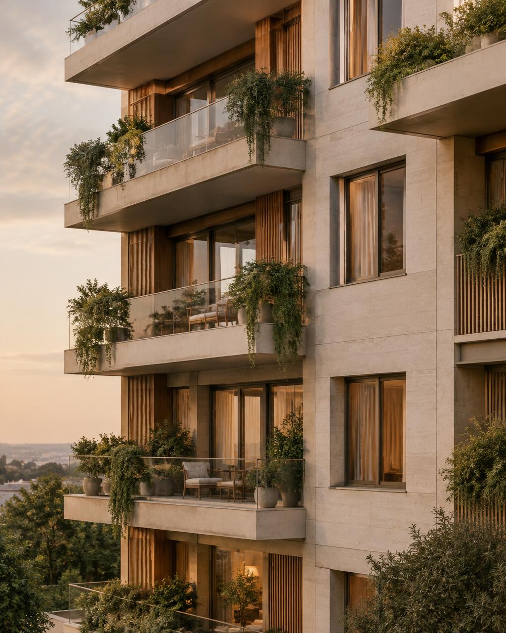 Moderní rezidence s balkony a zelení